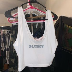 Playboy white crop top